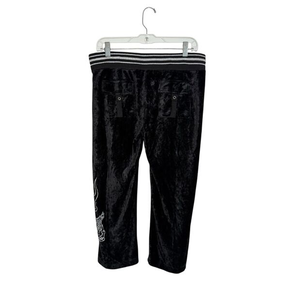 BCBG Maxazria Women’s Large Velour Tracksuit Black Matching Set Rhinestones Y2K - Picture 10 of 12